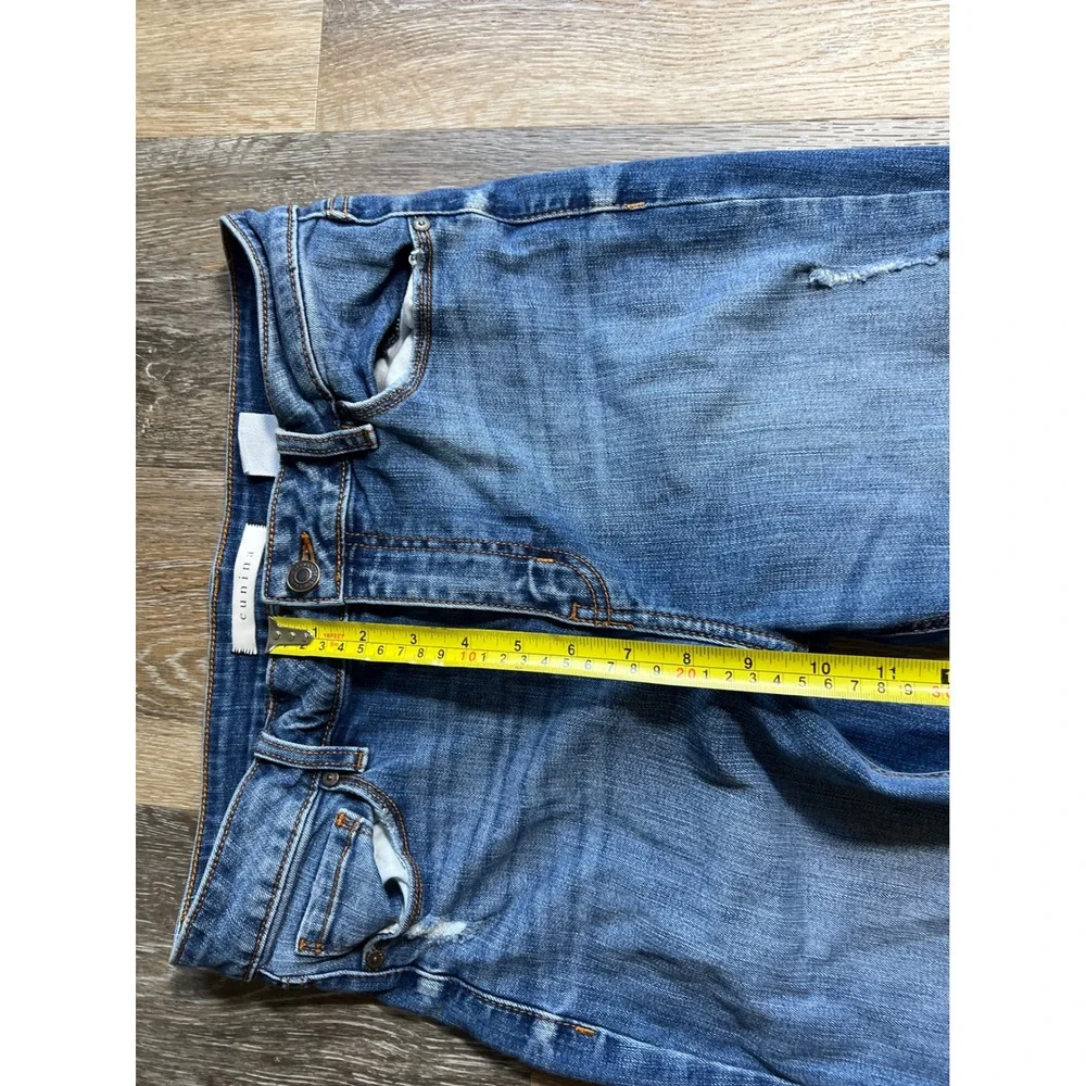 Eunina Clara Skinny Crop Jeans Women 9 Blue Distressed Raw Hem High Rise